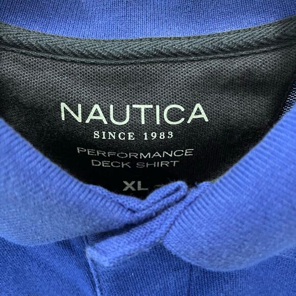 Nautica Men's XL Navy Black Striped Performance Deck Polo Shirt - Picture 2 of 4